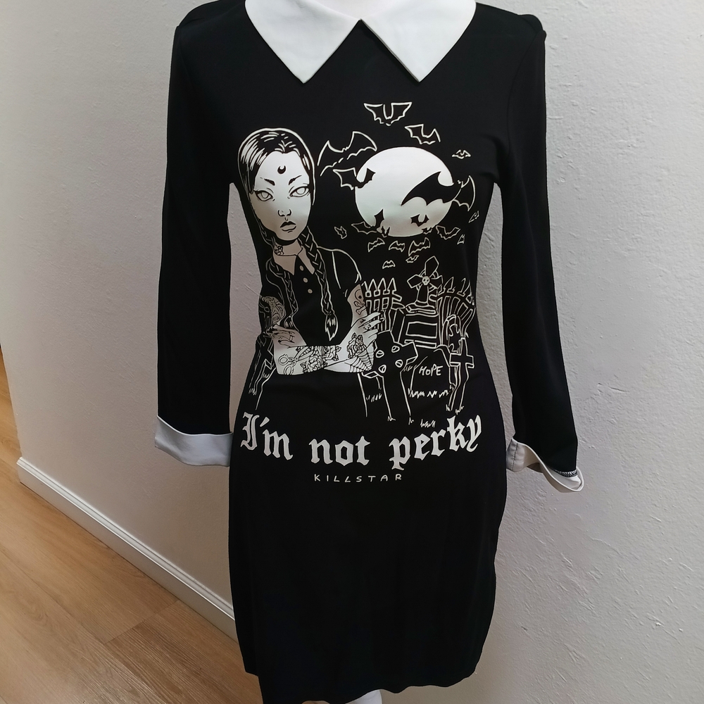 Killstar Black Dress with White Collar